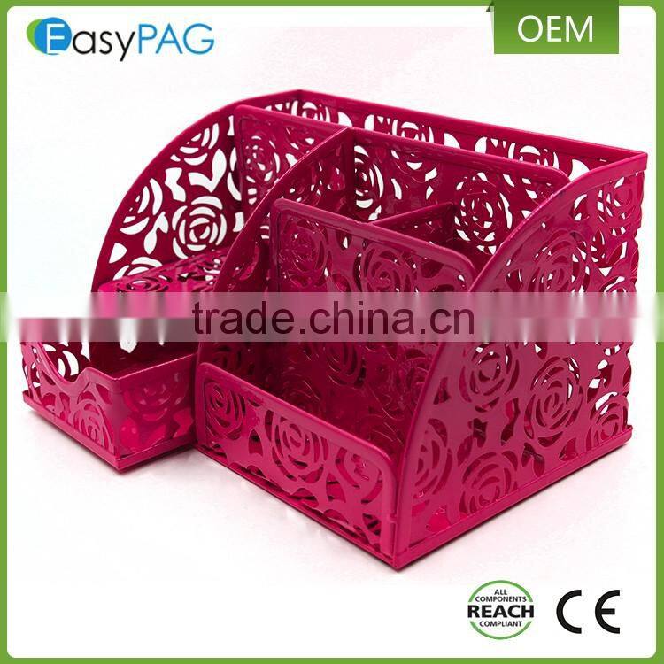 Multifunction fancy design embossing iron metal modern office desk organizer with CE REACH approval