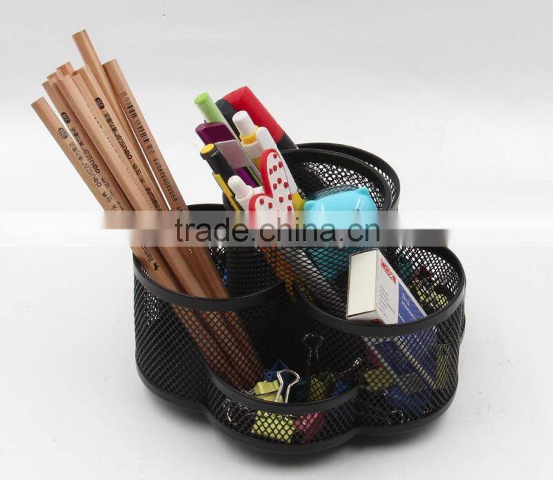 China factory made desktop fancy custom rotating metal mesh pen holder