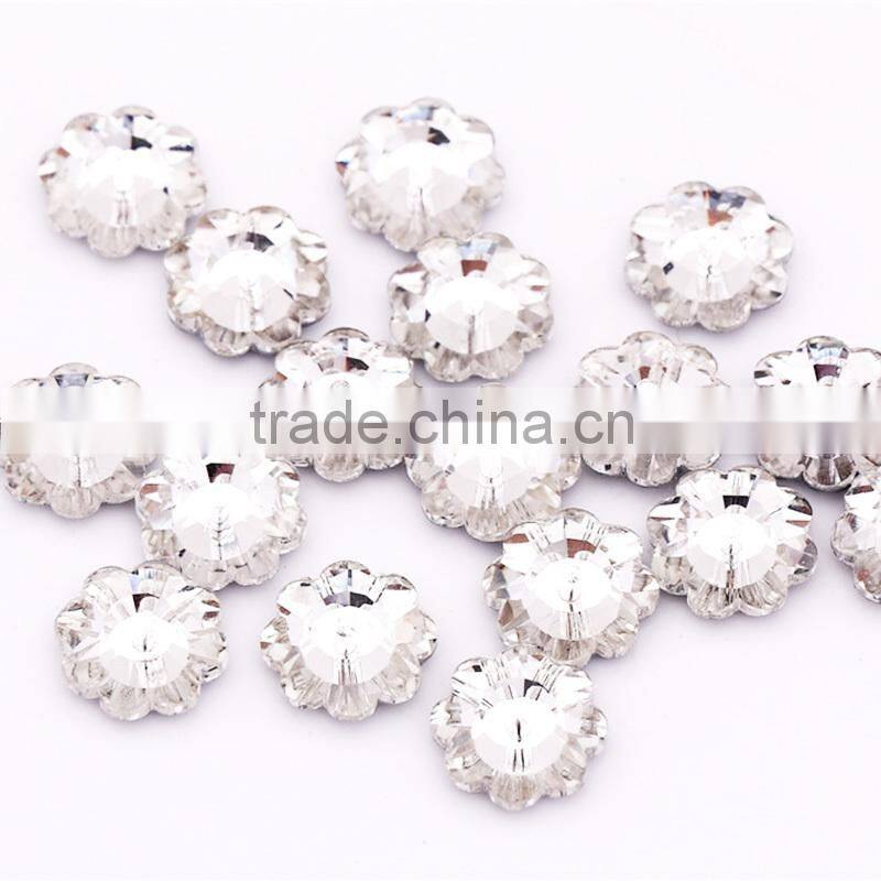 Sew on flower shape crystal glass bead for wedding dresses