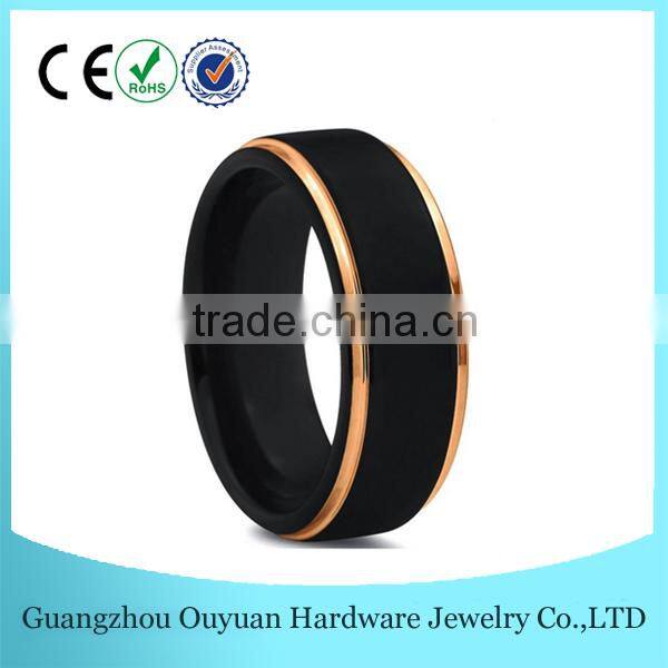 8MM Rose Gold Tungsten Carbide Ring, Brushed Two Tone Tungsten Carbide Ring, Hot Sale Tungsten Ring
