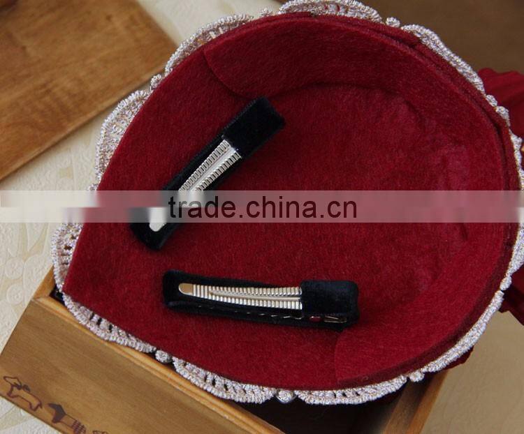 MYLOVE big red flower fascinator felt mini hat with clips