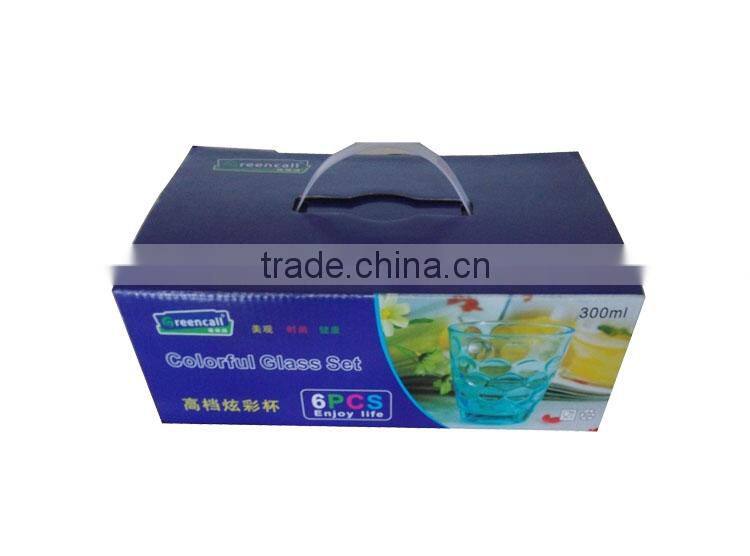 6 pcs/set 300ml Colorful Glass Tea Cup coffee cup