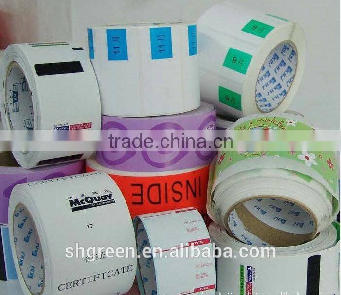 Supermarket paper sticker in roll