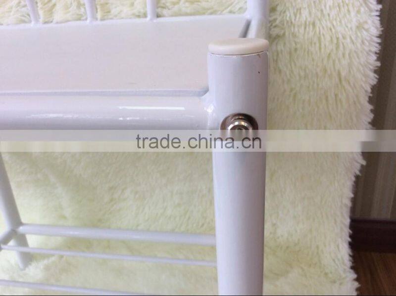 New White Finish Metal Night Stand Accent Table with 2 Shelves