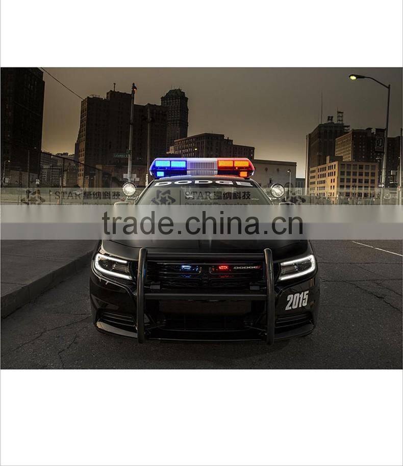 police alarming emergency red and blue light bar