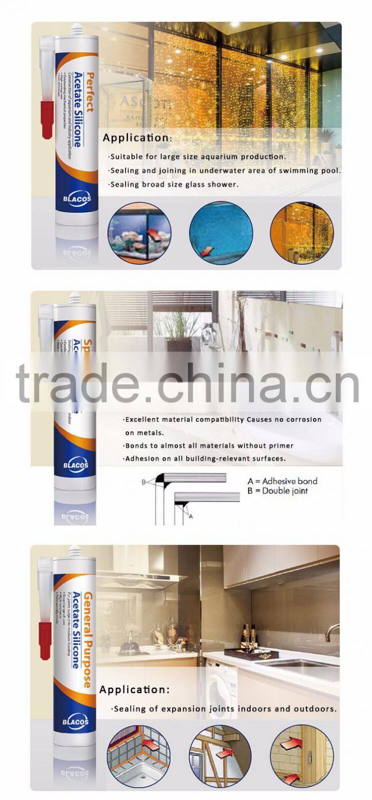 transparent high quality sanitaryware waterproof silicone adhesives for windshield