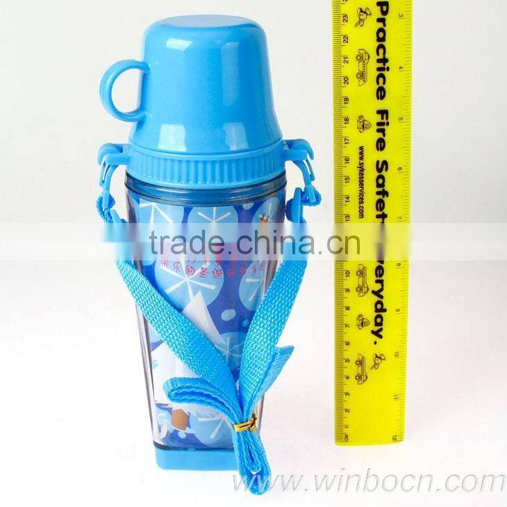 with cup double walls plastic DIY water bottle