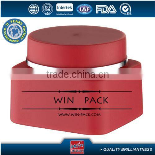 square plastic cream bottle wth round cap and shiny rim