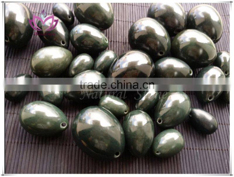 Yoni Jade Eggs, L/M/S 3 Sizes, Sideway Drilled, Made of Natural & Genuine Nephrite