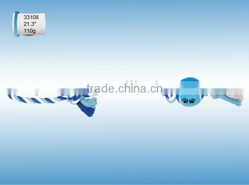 Cotton or nylon "8" shape dog rope happy pet toy with two balls