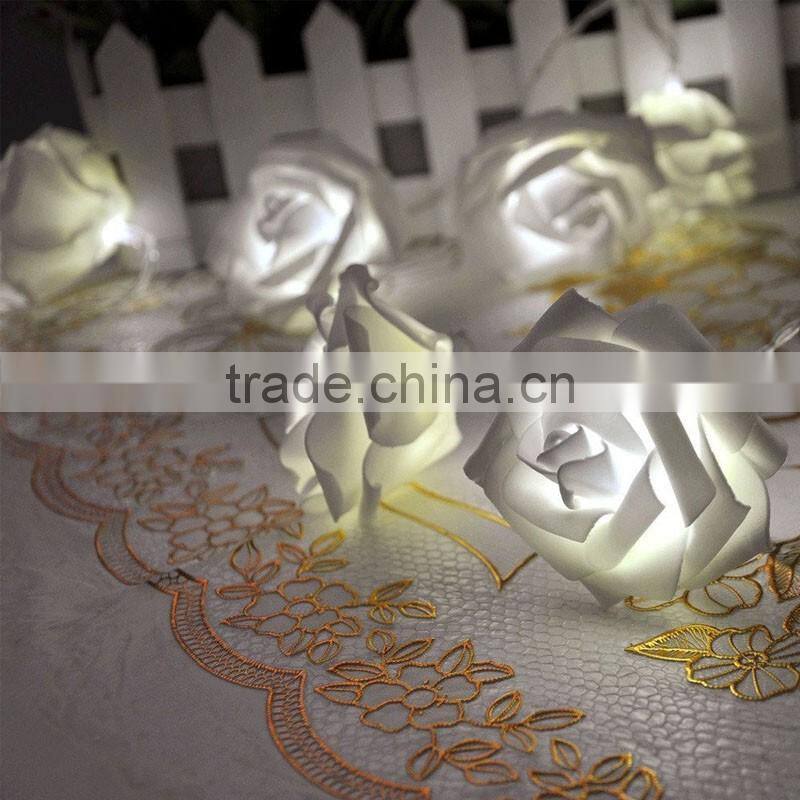20 LED Rose Flower String Lights for Wedding Garden Party Christmas Decoration Warm White