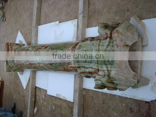 UNIQUE GREEN ONYX CARVING COLUMNS PILLARS
