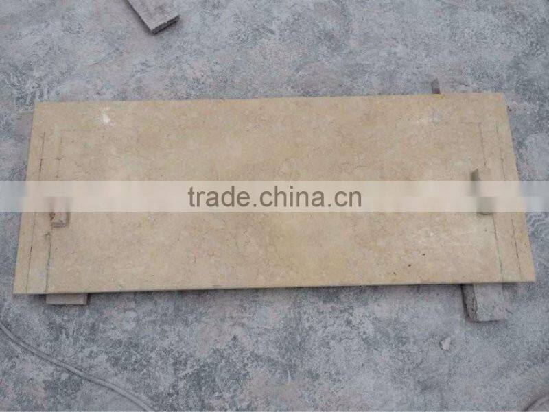 Hand carved beige marble fireplace mantel
