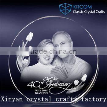 New product!3D engraving crystal photo frame for anniversary souvenir