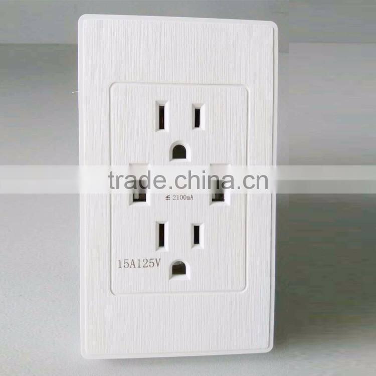 High-End 4.2A USB Receptacle, Four 2.4A USB Charging Outlets 4.2AMP/21W Total with Wall Plate