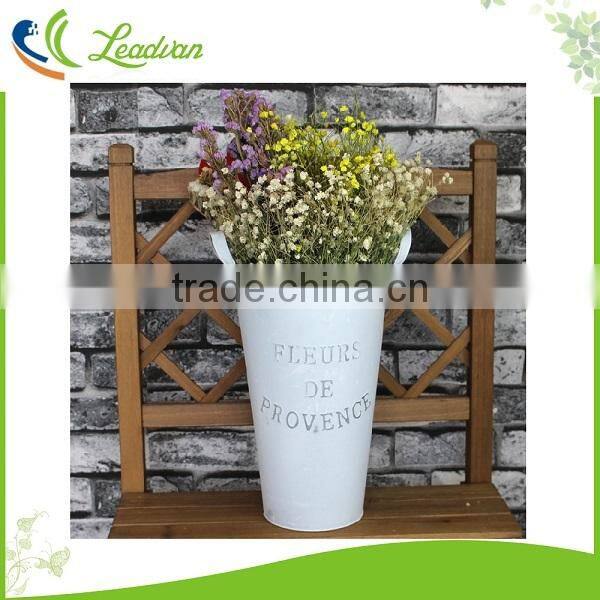 Modern large tall metal floor decorative metal flower antique vase white OEM