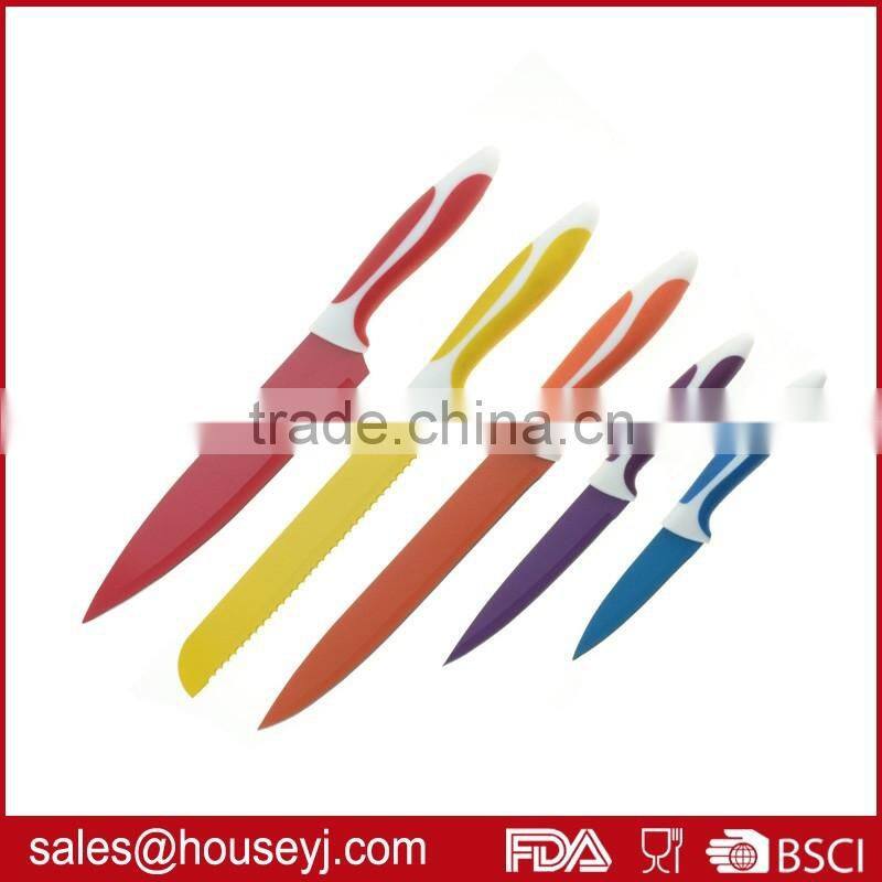 Set of 5pcs knife set non stick color kitchen knife with EVA box packing colorful kitchen utensil