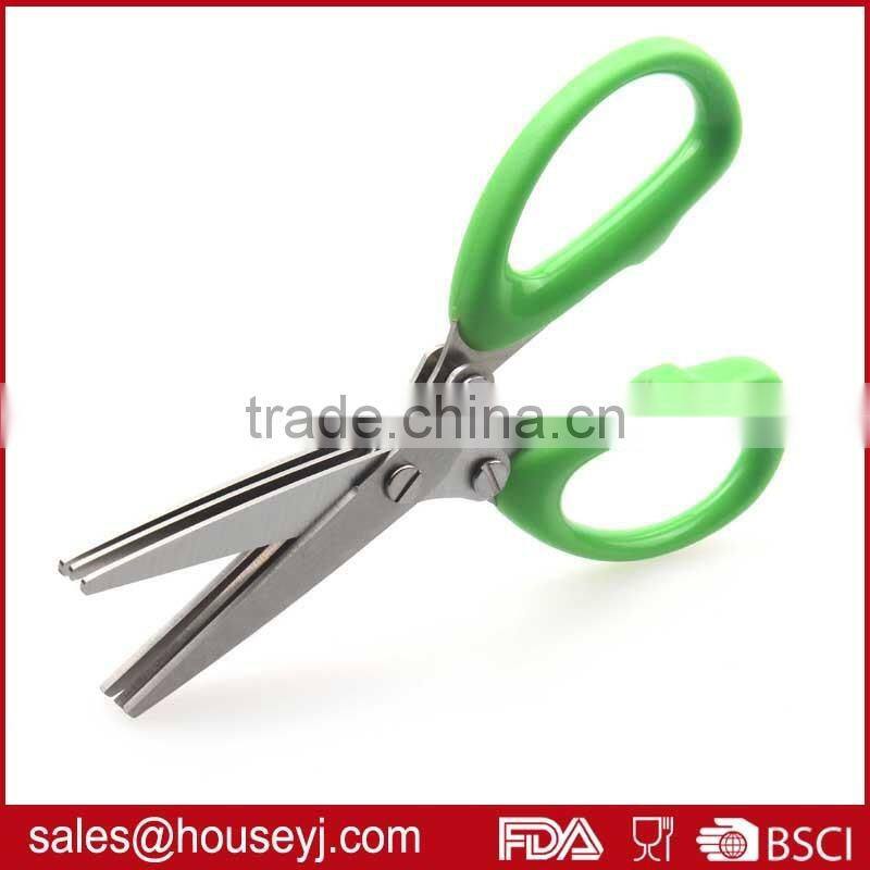 3 layer blades kitchen herb scissors with ABS plastic handle stainless steel kitchen scissors