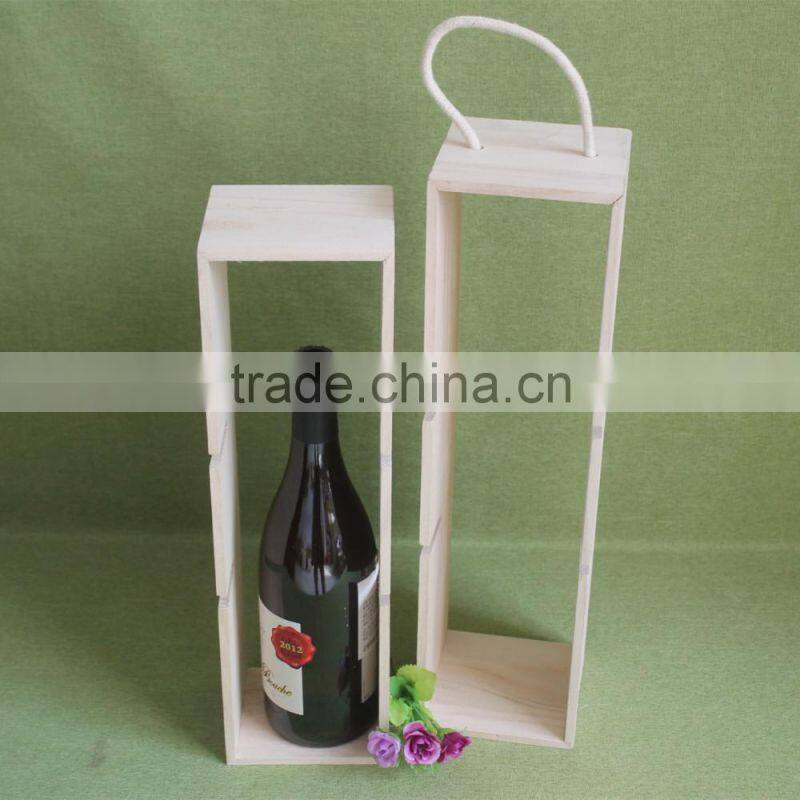 Changeable multifunctional professional design portable DIY wood wine box adjustable wood wine rack with top handle