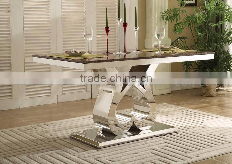 Metal Heart-Shaped Leg Marble Table Chair