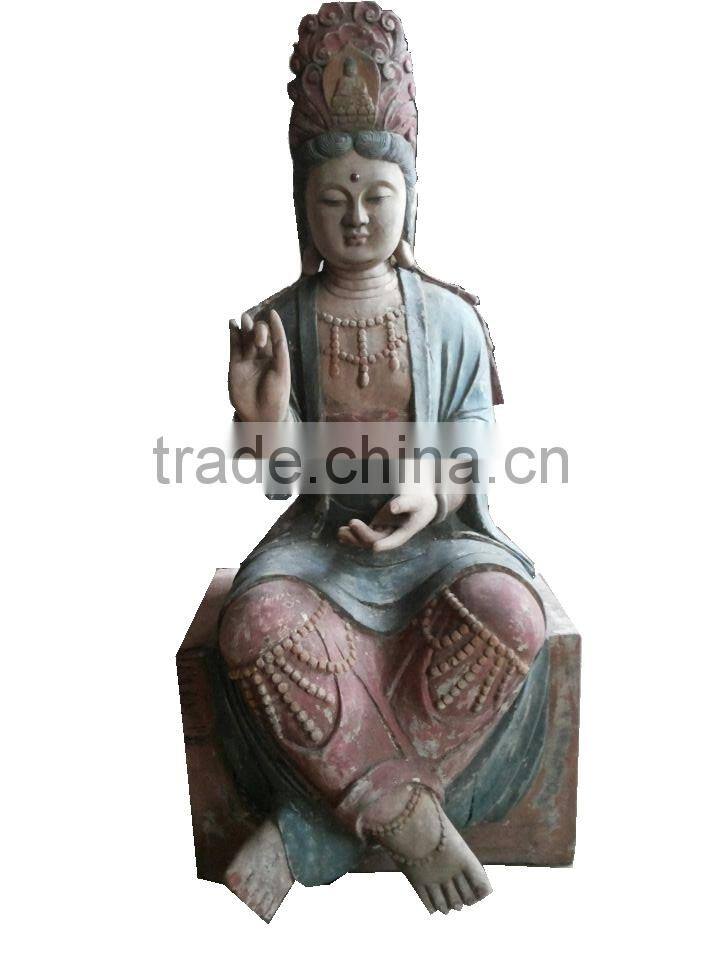 hand carved antique imitation wooden buddha head for home decoration sculpture