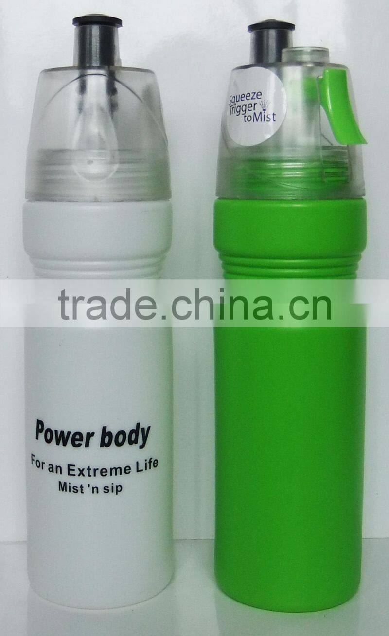 New design 700ml plastic sports water bottle mist spray drinking bottle