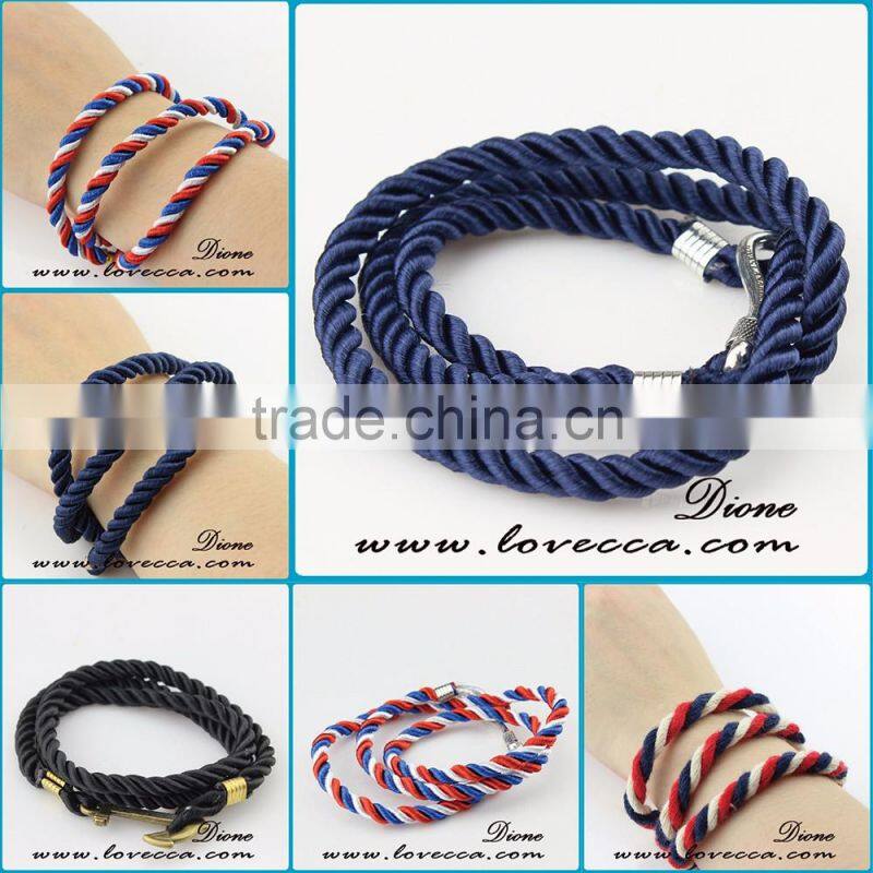 New design silver/gold anchor various rope nylon anchor bracelet