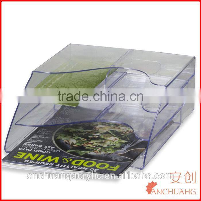 Clear Acrylic Officemate Multi-Use Literature Holder Brochure Rack with Tiered Dividable Pockets