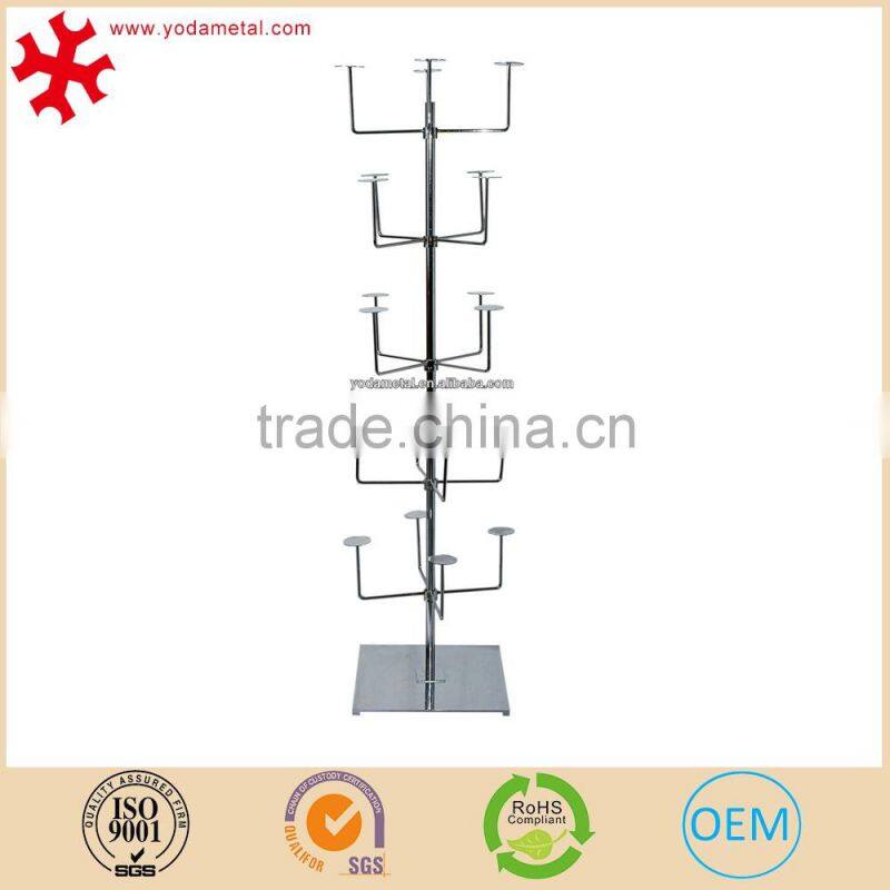 Floor standing chrome metal slatwall cap hat display hook
