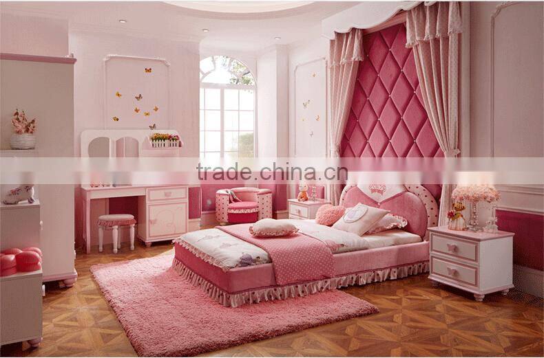 Modern pink color upholstered unique kids princess bedroom furniture sets - BF07-70345