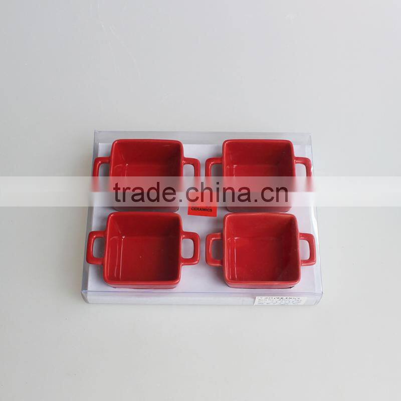 Set of 3 mini square bakeware ceramic tableware sets