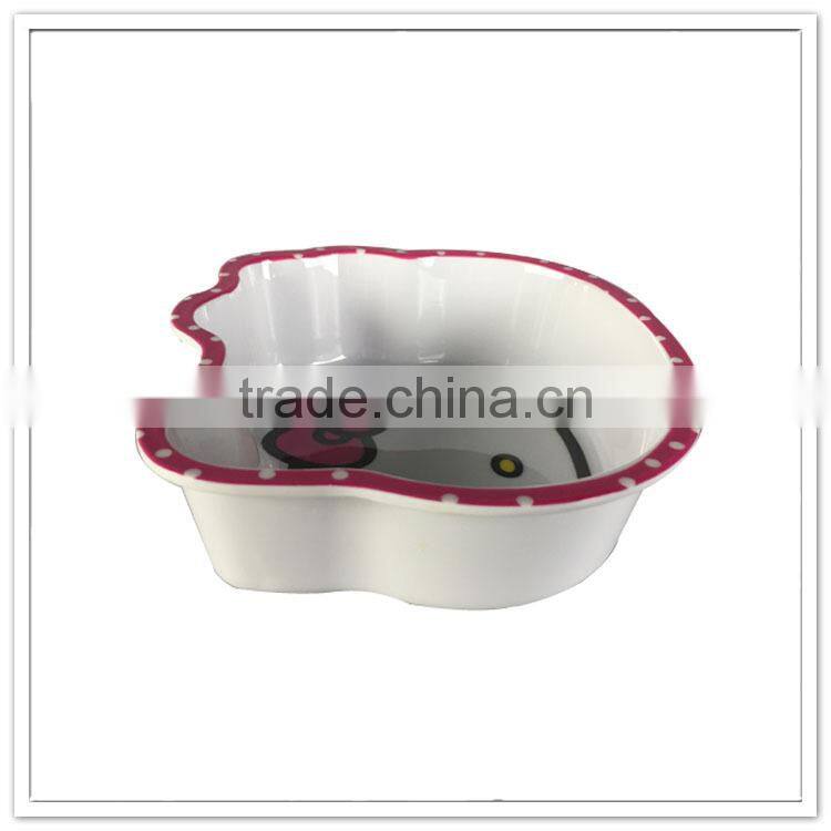 china supplier CU/FDA/SGS pass pink red cat shaped cute style melamine plastic design bowl