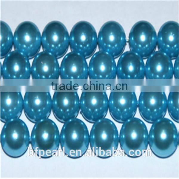 16" 10mm Monaco Blue Round Loose Shell Pearl Beads Strand Jewelry