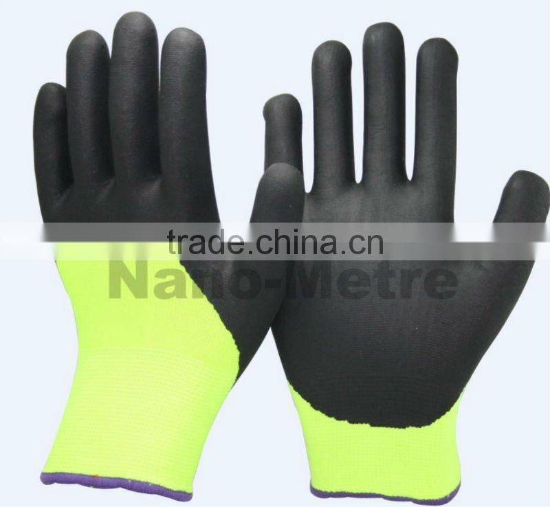 NMSAFETY nappy acrylic double liner winter foam nitrile glove