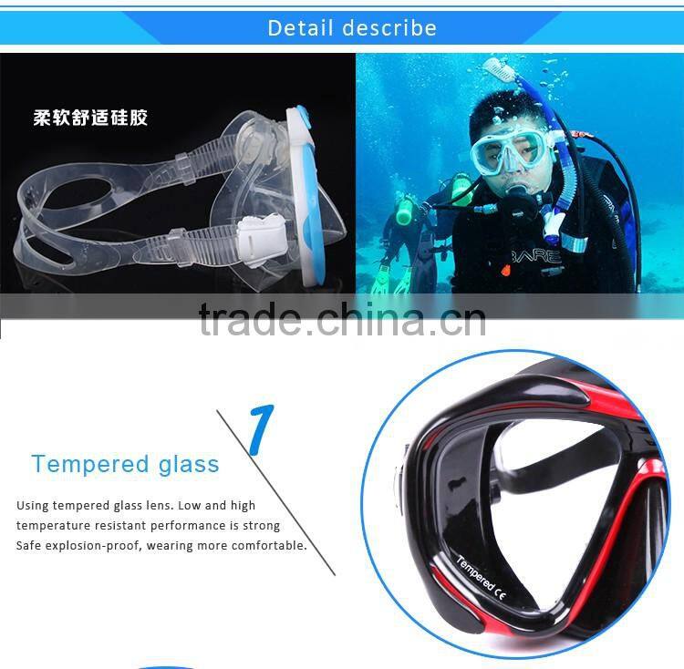 Hot CE approval 2016 hot sale Water Sports Training Snorkeling Equipment Anti-Fog Silicone Scuba Diving Mask Snorke