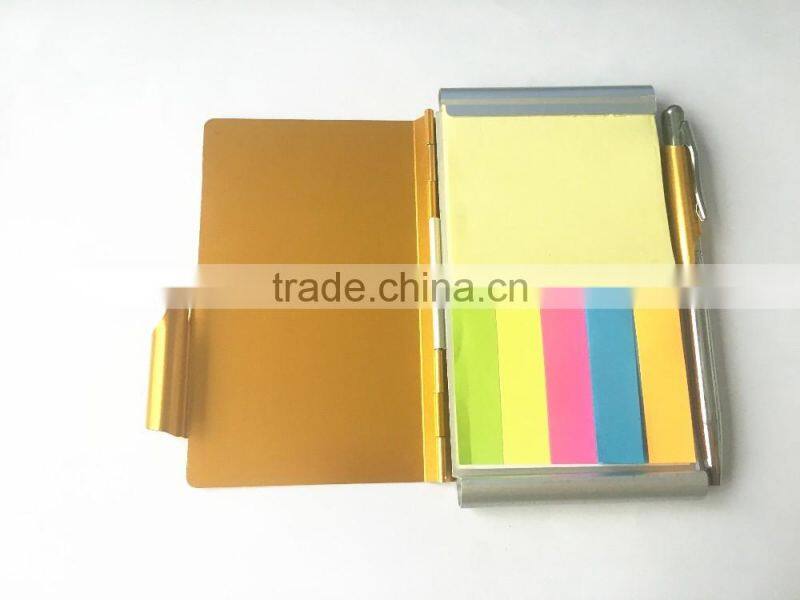 New aluminum double-side notebook with pen / HOT Sale Aluminum pocket notebook