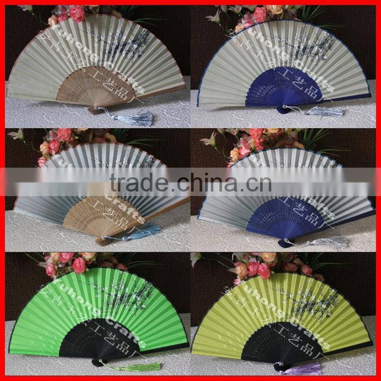 Decorative Chinese carved bamboo cloth hand fan
