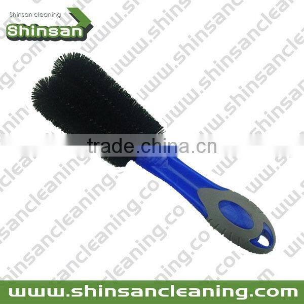 PP ,TPR blue+black+grey two prong brush,car wash brush,wheel brush