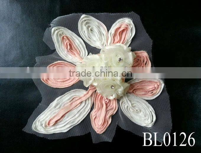 BL0132 black custom wholesale rhinestone beaded applique for garments accessories