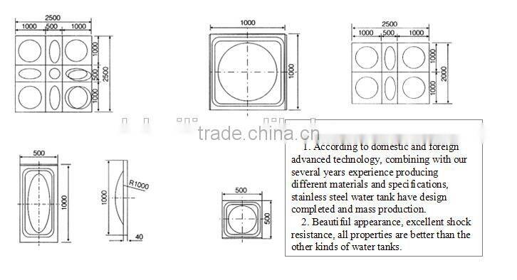 large water tank sale, square stainless steel tank