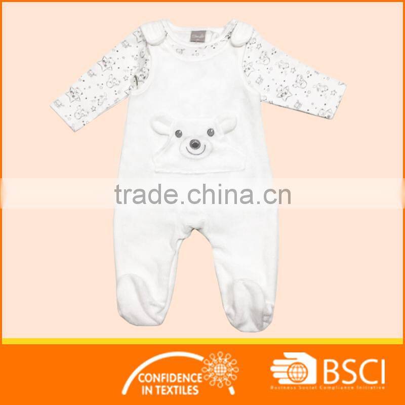 winter romper white 2 piece baby romper suit