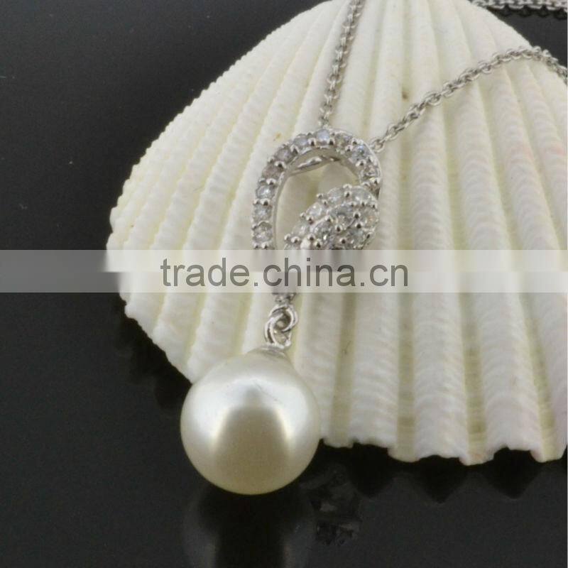 Fashion jewelry factory lady's pearl necklaces silver