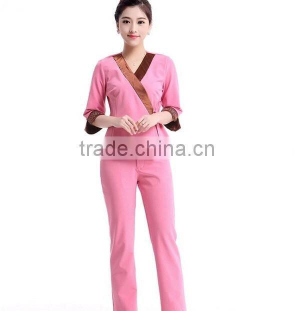 Latest worker design spa/beauty working uniform unique design uniform wholesale