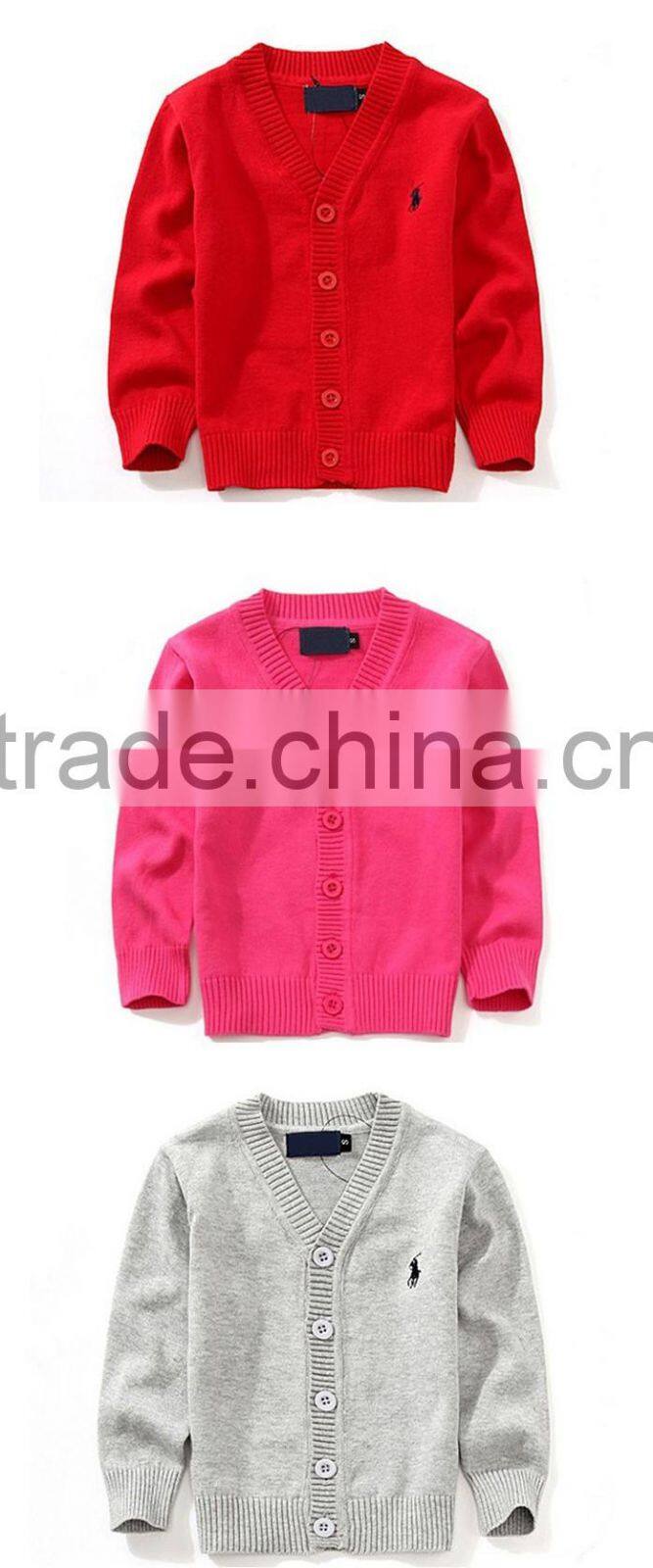Latest boys plain blue sweater custom children cotton cardigan for school