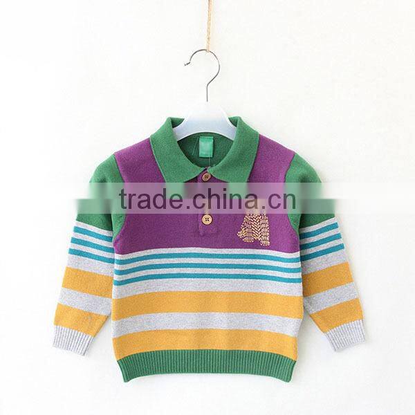 Baby stripe sweater fashion turn down collar children products
