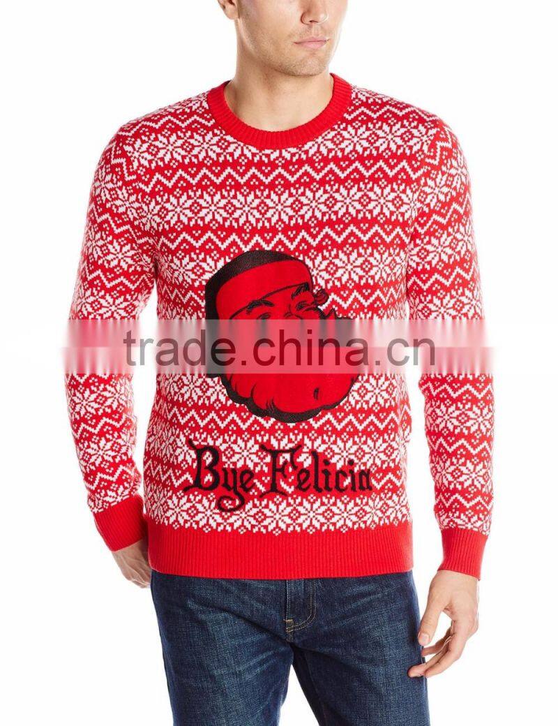 Men Red Sweater Red Santa Claus Pattern Christmas Clothes