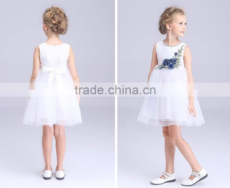 New Little Girls White Embroidered Children Wedding Dress