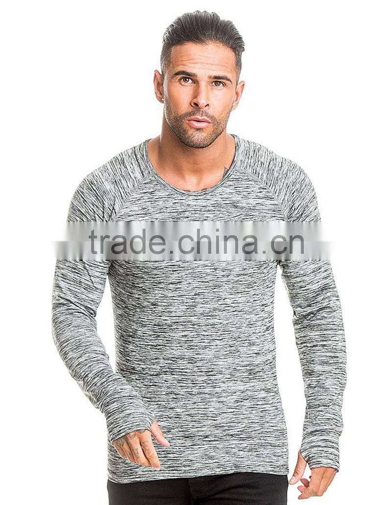 Compression long sleeve gym t shirt with scoop neck