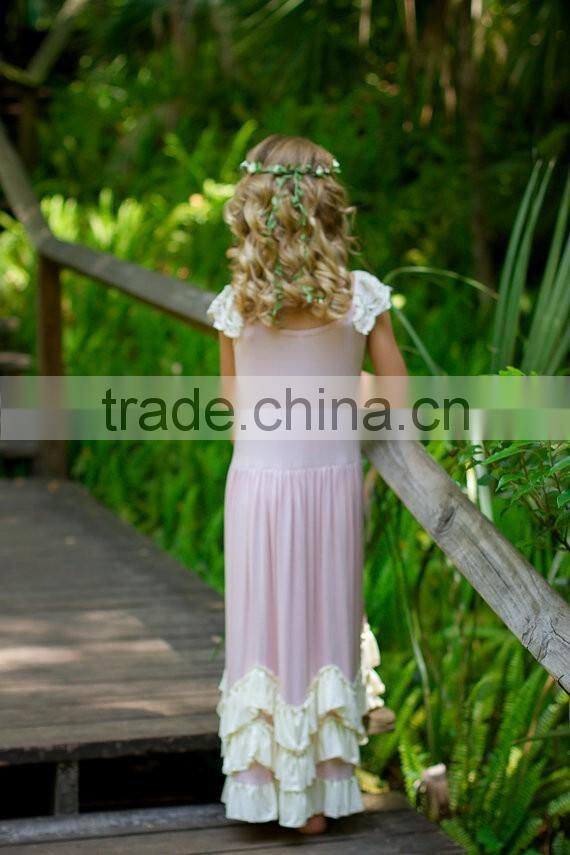 Flower Girl Dress Vintage Boho Dress Junior Twirling Bridesmaid Dress