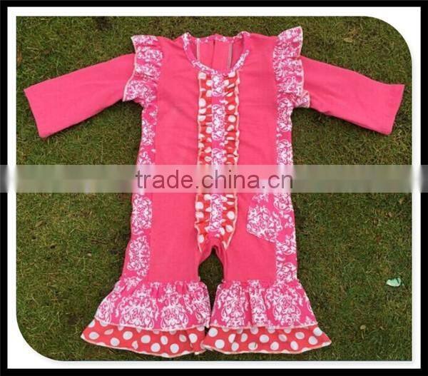 lovely hot pink damask baby girl onesie cute cotton seersucker baby heart pattern ruffles rompers soft baby girl cotton romper